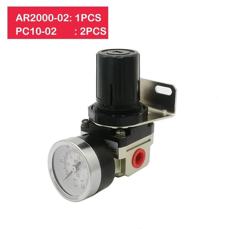 Regulator ciśnienia AR2000-02 G1/4", pneumatyczne urządzenie do uzdatniania powietrza, zawór regulacji ciśnienia ze złączem PC(AR2000-02 PC10-02)