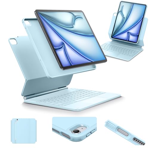 Image of ESR for iPad Air 13 Inch Case Keyboard M4/M3/M2 (2026/2025/2024), Easy-Set Magnetic Stand, Portrait/Raised Modes, with Removable Protective Case, Blue