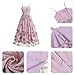 Spaghetti Straps Floral Embroidered Dress for Women Formal Flower Embroidery Tulle Dress Sleeveless Long Summer Casual Party Maxi Dress Floral Cocktail Dress for Women Wedding Guest Dress Purple M
