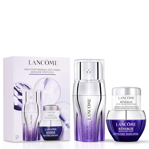 Lancôme Rénergie Discovery Gift Set – Limited Edition – Full-Size H.C.F. Triple Serum 0.7 fl oz, H.P.N. 300-Peptide Cream 0.17 fl. oz, Night Cream 0.5 fl oz – Hyaluronic Acid, Vitamin C, Ferulic Acid