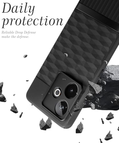 Image of WOW IMAGINE Back Cover for Realme GT 7 5G | Realme GT 7T 5G with Hexa Cube Design | Ultra Slim Soft Rubberised Case | Inner Velvet Fabric | Matte Silicone Mobile Case | Camera Protection - Black