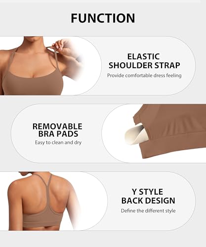 Image of MIRITY Padded Y-Back Sports Bra for Women - Racerback Low ImpactYoga Workout Top with Spaghetti Strap Pack of 3