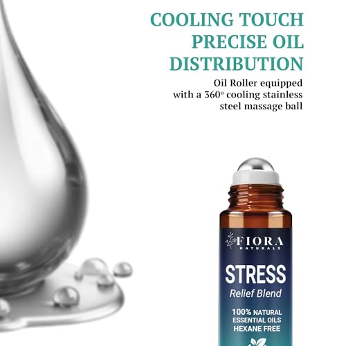 Image of Stress Relief Essential Oil Roll On - Calming Essential Oils Blend for Relaxation & Wellness Rituals - Aromatherapy Roller, Destress Gifts for Women & Men by Fiora Naturals
