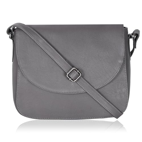 Image of Genuine Leather Shoulder Crossbody Purse For Women with Adjustable Strap, Mobile Pocket & Outside & Inside Zipper
