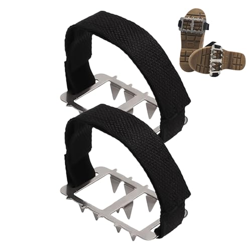 Picos de hielo para botas, 2 piezas antideslizantes para senderismo, empuñaduras de hielo para botas, crampones ajustables para exteriores, para hombres, mujeres, adultos, senderismo, caminar