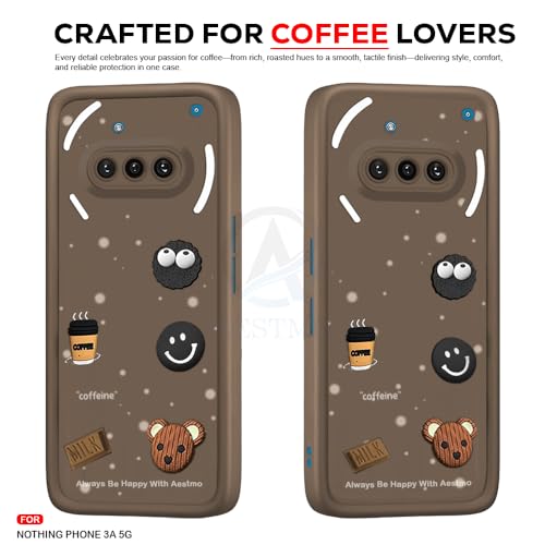 Image of AESTMO Back Case Cover for Nothing Phone 3A 5G | Cute Fun Cartoon 3D Ball | Coffee Silicone Case | Full Body Protection | Camera Protection Back Cover for Nothing Phone 3A 5G (Brown)