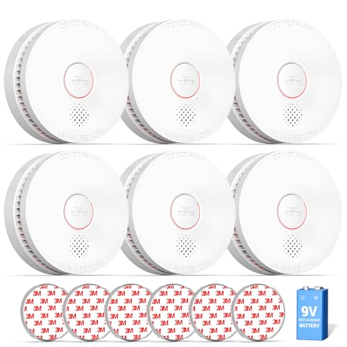 SITERWELL Smoke Detector, 10 Year Product Life Fire Alarm with Magnetic Fastening Kit, Smoke Alarm with Photoelectric Sensor and Low Battery Warning Function for House, UL217 Listed,GS509A,6 Pack