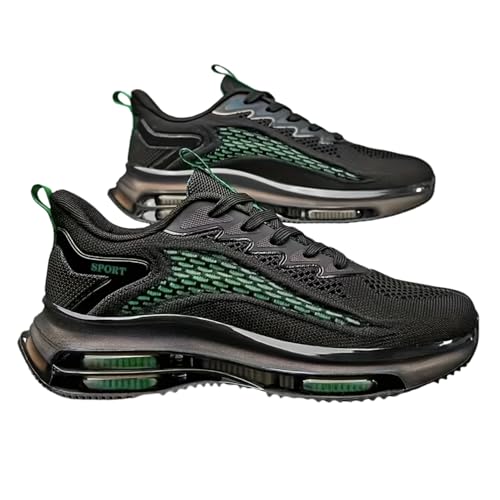 Men's Casual Sport Shoes Comfortable Woven Shoes with Air Cushion Sole, Breathable Shock-Absorbing Sneakers for Running Training