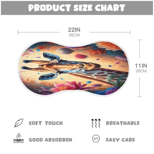 J JOYSAY Floral Giraffe Amber Baby Burp Cloths for Boys Girls Large 22''x11'' Cotton 4 Layer Boys & Girls Rags for Drool Spit Up one sizex12