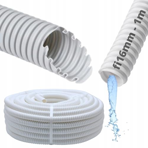 SYSTERM Universal Kondensatleitung Ø16mm Flexibler Ablaufschlauch Kondenswasser Schlauch für Klimaanlagen & Split-Klimageräte UV-beständig & Verstärkt Länge: 1m