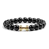 ZGRJIUERYI Steinarmband,Mode Naturstein Armband Männer Fit Leben Gold Kleine Hantel Steine Armband Fitness Motivation Gym Schmuck Geschenke Femme