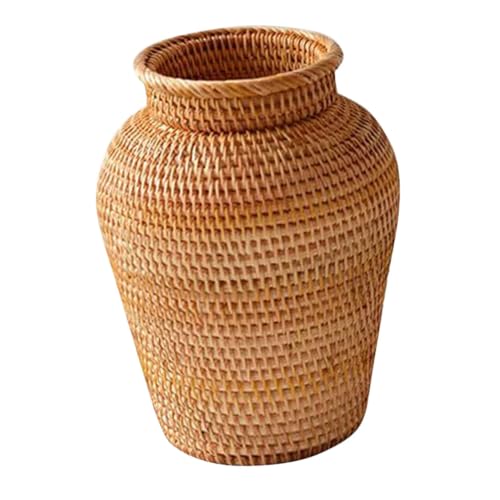 ledmomo 藤製手編みラタン花瓶 フラワーアレンジメント用おしゃれな置物 インテリア装飾 家やオフィスのデスク バルコニーに