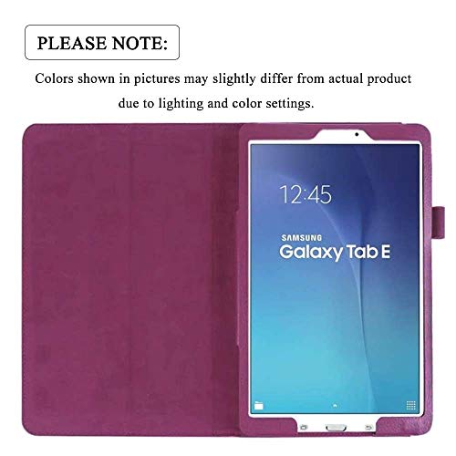 Ekvinor Galaxy Tab E 9.6 Case - Slim Leather Stand Folio Case Cover For Samsung Galaxy Tab E 9.6 Inch Tablet (Fit All Versions Sm-T560 T561 T565 And Sm-T567V) - Purple #TOP5