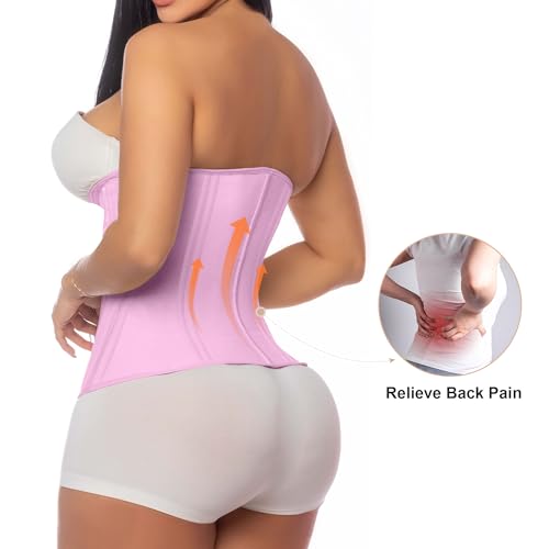 Image of SHAPERX Waist Trainer for Women Corset Shapewear Tummy Control Sport Workout Waist Cincher Body Shaper Zipper and Hooks