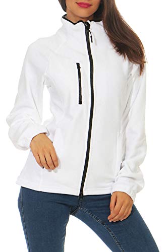 Happy Clothing, Chaqueta Forro Polar de Mujer, con Cremallera y Cuello Alto, Größe Textil:S, Farbe:Blanco