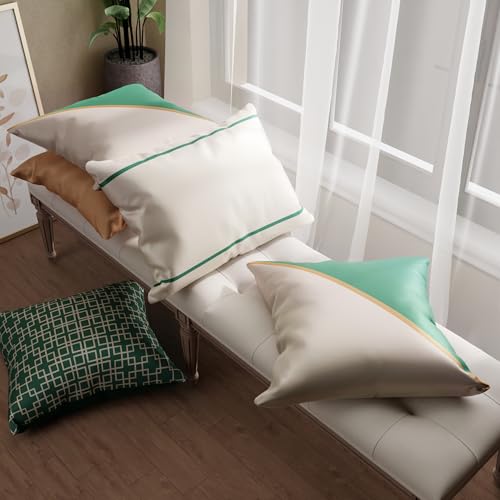 Image of Stoa Paris Cushion Covers for Home, Digital Printed Pillow Covers Set of 5, Throw Cushion Covers for Bed, Sofa, Home Decor - Emerald Green, Charming Ivory, Eternal Glow