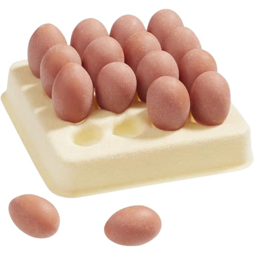 HobbyFun Miniatur-Palette mit Eiern 17 Teile 4.0x4.0 cm Kunststoff Deko Puppenhaus Zubehör Sammlerartikel Modellbau Miniaturen