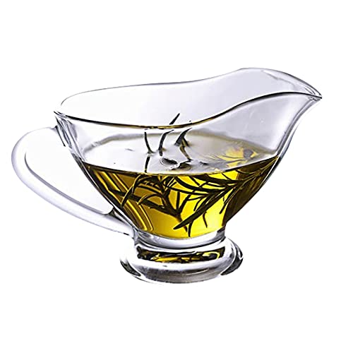 ERoomQ Saucer 65ml Glass Sauce Boat with Easy Grip Handle, Gravy Sauce Boat Can Be Used for Salad Dressing, Black Pepper Sauce, Broth Creamer Dish,