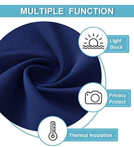 RYB HOME Blackout Curtains Small Window Decor Energy Efficiency Drapes for Kitchen Bedroom Basement Bath Tub Cafe, 29 inch Width x 36 inch Length, Marine Blue, 2 Panels