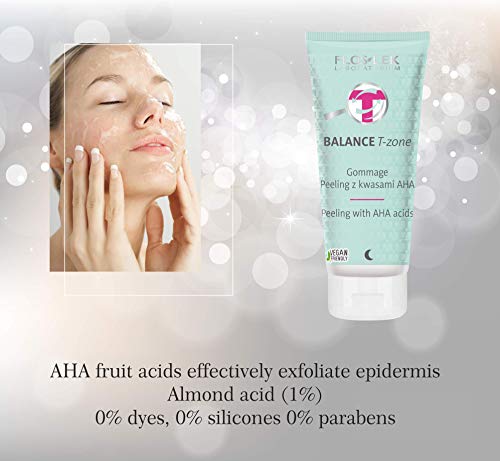 FlosLek Gommage Fruchtsäurepeeling Gesichts-Peeling Haut mit AHA-Säuren, 125 g, Gesichtsmaske, Mitessern, Pickeln & Pusteln, Hautpflege für Menschen jeden Alters, Für alle Hauttypen