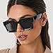 Teumire Thick Square Frame Sunglasses for Women Men Retro Chunky Rectangle Sun Glasses Fashion Black Shades(Black Frame/Grey Lens)