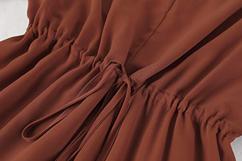 Valphsio Womens V Neck Beach Romper Ruffle Layered Drawstring Waisted Shorts Jumpsuit - Image 7