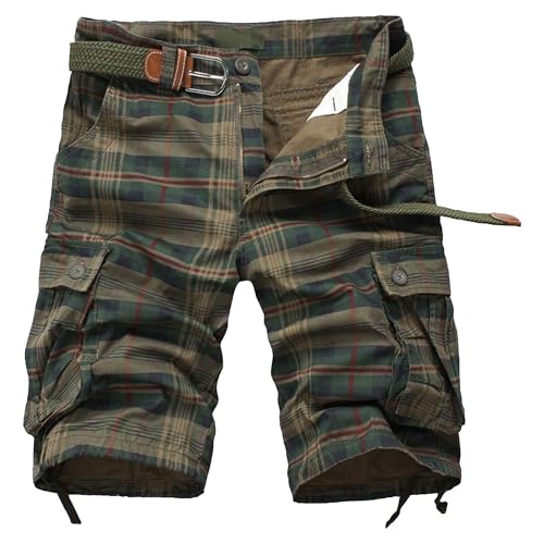 Short cargo à carreaux pour homme coupe décontractée et ample multi-poches