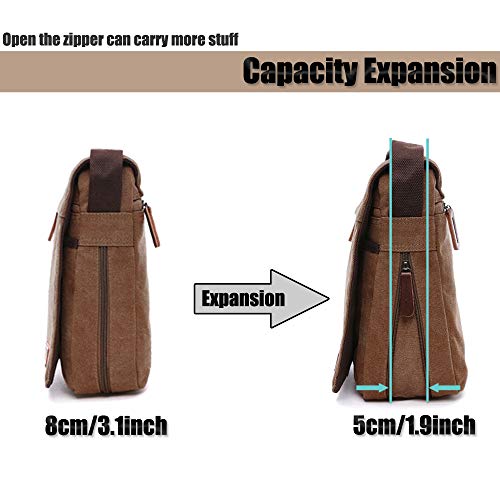 LOSMILE Schoudertassen voor heren, canvas schoudertassen, laptoptas, schooltas, voor school en werk, voor mannen en vrouwen. - Image 5