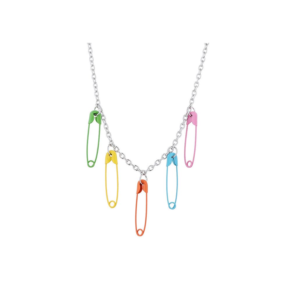 Colorful Paperclip Safety Pin Choker Necklace for Women (B)
