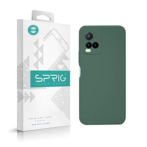 Image of SPRIG Compatible with VIVO Y33s Phone Liquid Silicone Cover Premium Back Cover Drop Tested Shock Proof Mobile Case for Men, Women, Boys and Girls with Camera Protection (Dark Green)