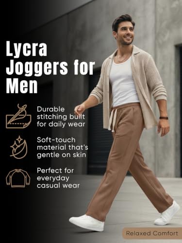 Image of GRECIILOOKS Men's Lycra Cargo Track Pants - Loose Fit Joggers for Men | Korean Style Travel & Lounge Wear with Pockets (Available in Plus Size)