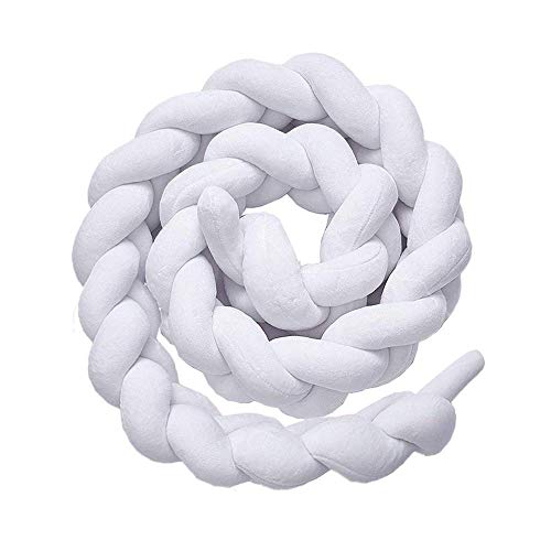 SXYHKJ Oreiller de lit de bébé Coussin Serpent Coussin Tressé pare-chocs Velours Bébé Protection Chambre Décor (200cm, Blanc)