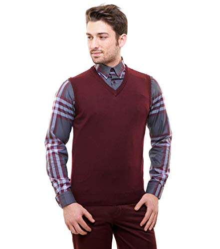 BASE 41 Men's Wool V-Neck Sweater (HS_BLACK_XL_Black_X-Large)