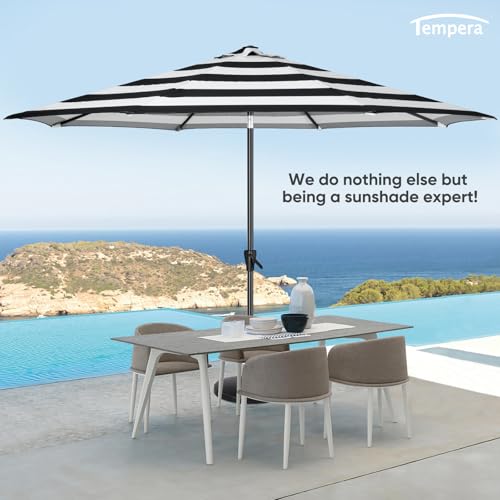Image of Tempera Patio Market Outdoor Table Umbrella with Auto Tilt and Crank, Large Sun Umbrella with Sturdy Pole & Fade Resistant Canopy, Easy to Set