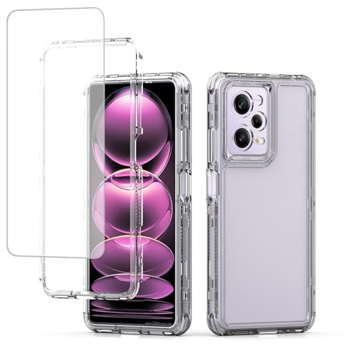 Coque Redmi Note 12 Pro 5G transparente 3 couches anti-choc avec verre trempé