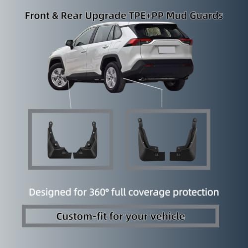 Image of No Drill Mud Flaps Splash Guards Compatible with 2019-2025 Toyota RAV4，OEM Style Textured Black Custom Fit All Weather Exterior Accessories(4PCS)