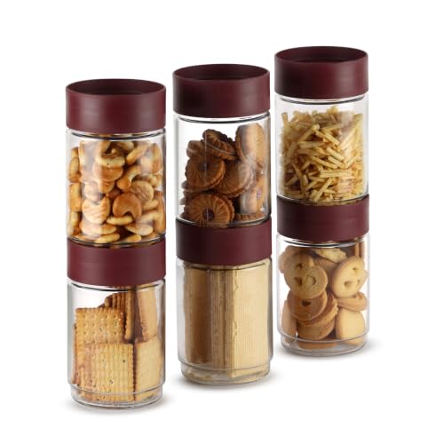 CELLO Modustack Pet Storage Jar For Kitchen Set of 6 Pcs, 750 ml ...