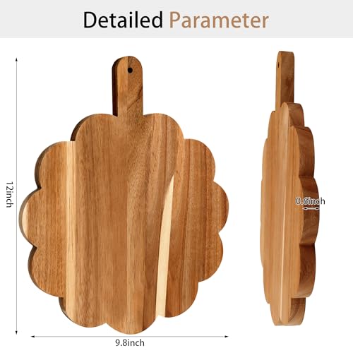 Tabla de Cortar Redonda con Mango en Madera de Acacia miniatura 3