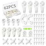 Picture Hanging Kit, 62PCS Concrete Wall Hardwall Hangers for Cinder Block, Picture Hanger, No Damage Wall Hooks for Photo Frame Art Painting Non-Trace Drywall Stucco Concrete Hooks