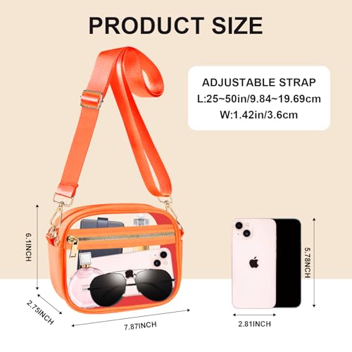 Image of Fibrdoo Clear Bag Stadium Approved, Leather Clear Crossbody Purse Bag for Concerts Sports Events Festivals