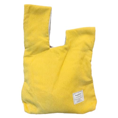 Anopo Kleine Cord Tote Tasche für Damen Mini Handtasche für Handgelenk Knoten Tasche Gelb