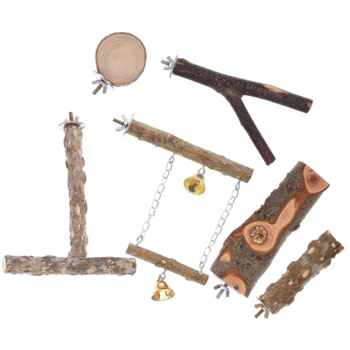 CIYODO 6pcs Bird Perch Stand Natural Chewing for Parrots Parakeets Finches for Bird Cage Swing Exercise Durable Cozy Resting Place