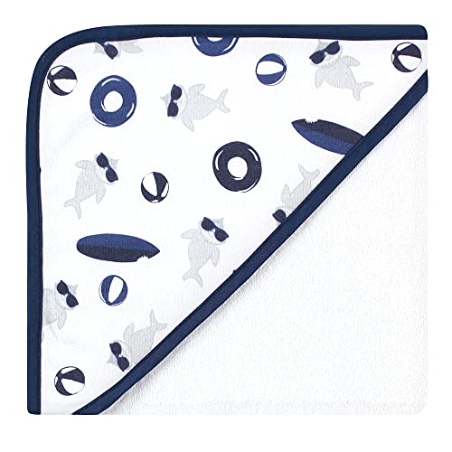 Image of Hudson Baby Unisex Baby Cotton Rich Hooded Towels, Gray Shark, One Size
