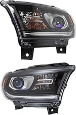 Garage-Pro Headlight Assembly Compatible with 2014-2017 Dodge Durango Halogen, Black Interior, Set of 2, Driver and Passenger Side, Clear Lens; Black Interior