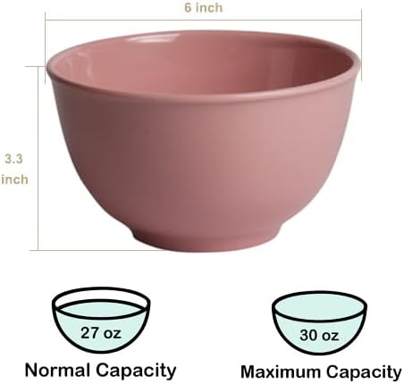 Miniatura 2 de M&B GWPP Cuencos de plástico de melamina para cereales, cuencos de sopa de 30 onzas, juego de 4 cuencos de postre para servir ensalada, helado,