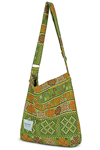 Image of Hobo Crossbody Bag for Women - Large Cotton Tote Shoulder Purse | Adjustable Strap