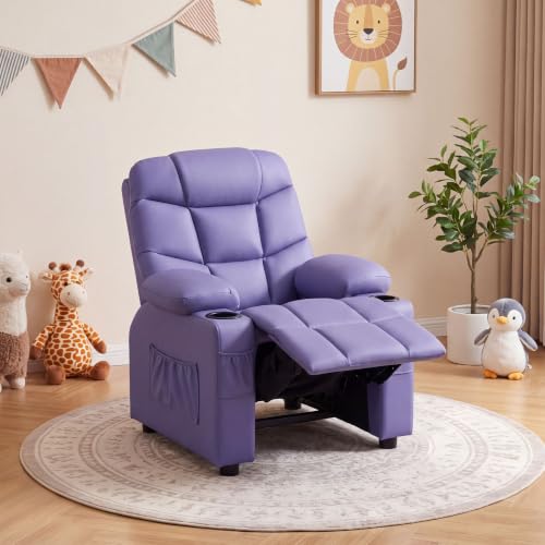 Image of Costzon Kids Recliner Chair with Cup Holder, Adjustable Lounge Chair w /Footrest & Side Pockets for Children Boys Girls Room, Ergonomic Toddler Furniture Sofa, Kids Recliner