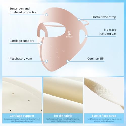 Image of SANNIDHI Full Face Mask for Sun Protection, 3D Face Cover for Women Men, UPF 50+ Summer Face Mask for Women, Breathable Ice Silk Cooling Sun UV Masks for Biking, Driving (Reusable)