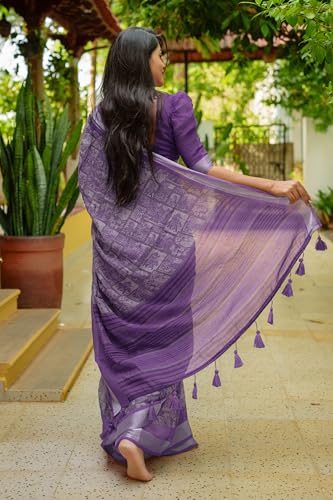 Image of MIRCHI FASHION Saree for Woman Cotton Blend Printed | Traditional Ethnic Sari for Ceremonial Use and Farewell with Blouse Piece