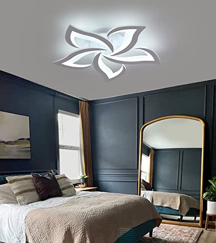 Meixisue Modern Led Flower Shape Ceiling Light Dimmable Flush Mount Ceiling Lights Fixture For Bedroom Dining Room Living Room 25.2” #TOP2